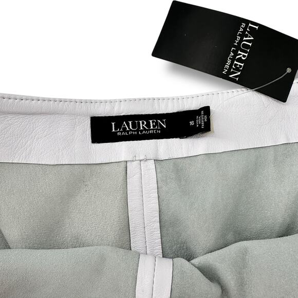 Ralph Lauren Floral Eyelet Embroidered Lamb Leather Ankle Pants Womens Sz 16 - Picture 11 of 12